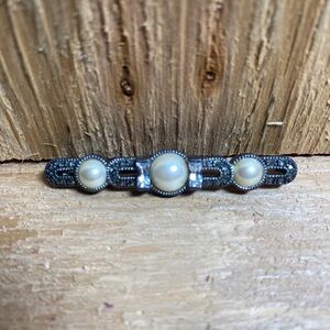 Vintage JUDITH JACK Sterling Marcasite & Pearl pin